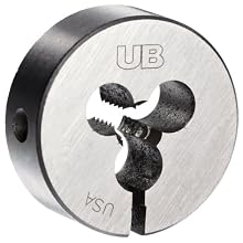 Union Butterfield 2010(UNC) Carbon Steel Round Threading Die, Uncoated (Bright) Finish, 1" OD, #10-24 Thread Size