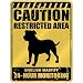 New  Caution : Restricted Area . English Mastiff Monitoring  Parking Sign Dog