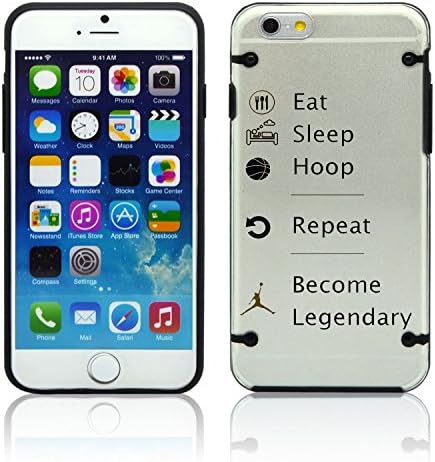NEW Apple iPhone 6 (4.7") Eat Sleep Hoop Basketball Quote Baller Chic Fashion Bumper Case Skin Cover Teen Matte Black Clear Transparent TPU Sides Girly Cell Phone Accessories