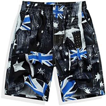 Men's Board Shorts, British Flag Design, Blue Medium