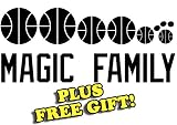 16" x 6.75" Magic Basketball Family Vinyl Sticker Decal [Die-cut, White] + with Free Basketball Pencil
