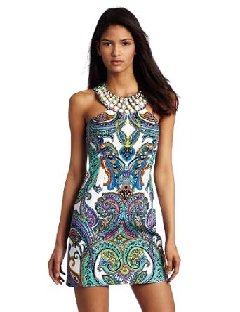 Womens Holiday Clothes : laundry BY SHELLI SEGAL Women's Paisley Print Dress with Beaded Neck Line For Sale Online