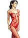 Amoretu Womens Sexy Lingerie Fishnet Bodysuits Crotchless Bodystocking Red