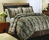 4 Pc. Chocolate Brown / Light Blue Comforter Set