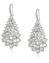 ABS By Allen Schwartz "Deco Delight" Silver Tone Scattered Pear Drop Earrings