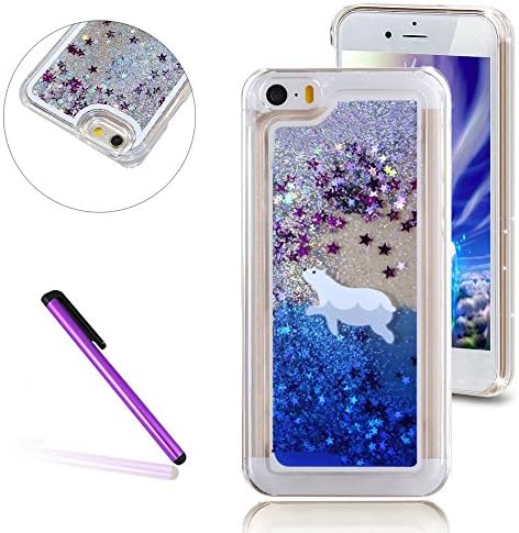 iPhone 5C Case,3D Quicksand Quicksand Brilliant Luxury Bling Glitter Liquid Floating Angle Girl Moving Hard Protective Case for Apple iPhone 5C (Polar Bear)