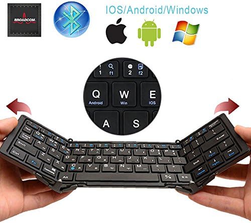 Foldable Mini Wirless Bluetooth 3.0 Keyboard ，Universal for IOS, Android, Windows, Paired with Smartphone, Tablet ,Pad ,Laptop,Computer, PC, Iphone 6s, Ipad , Sumsung , Portable Ultra-slim Pocket Size