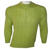 NEW ARRIVAL PERUVIAN ALPACA WOOL WOMENS SWEATER CREWNECK WITH DESIGN GREEN APPLE LARGE WARM & SOFT