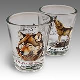 American Expedition Set of 2 Shot Glasses (Gray Wolf)