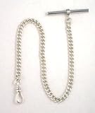 Dueber 10″ Solid Sterling Silver Pocket Watch Chain with T Bar – USA!