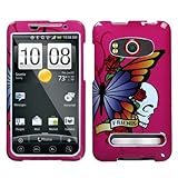 Snap On Protector Case Phone Cover for HTC EVO 4G Sprint - Hot Pink Skull & ....