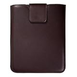 Universal iPad Protective Sleeve, Snap Closure, Genuine Calfskin Leather, Brown