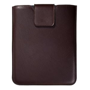 Universal iPad Protective Sleeve, Snap Closure, Genuine Calfskin Leather, Brown