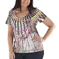 Pure Energy Junior's Plus Burnout Short Sleeve Top with Foil - Multicolor