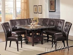 Click Here For Cheap 6pc Marble Dining Table & Parson Chairs Set In Espresso Finish For Sale