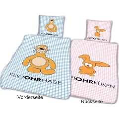 Bettw�sche KeinOhrHase / ZweiOhrK�ken 135x200 80x80 cm Wendebettw�sche blau / rosa