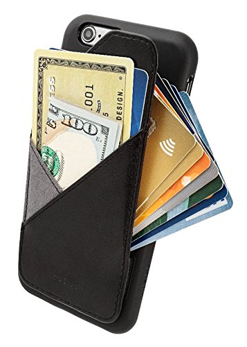 [iPhone 6/6S] Wallet Case with Drop/Shock Protection - Card Holder for Up to 8 Cards - Quickdraw by HUSKK - Black [Eco Leather TPU]
