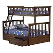Columbia Twin/Full Bunk Bedwith Under-Bed Drawers- Antique Walnut