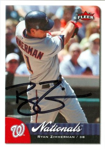 Ryan Zimmerman Autographed/Hand Signed MLB Baseball Card (Washington Nationals) 2007 Fleer #7