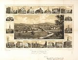 GIANT Wall Sticker of: Panoramic map of historic View of York, Pa. From daguerreotype views by Williams. Lith by E. Sachse & Co.