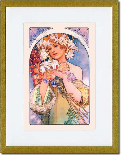 Gold Framed/Matted Print 17x23, Flower
