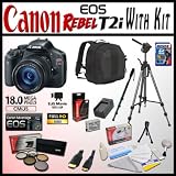 Affordable Canon EOS Rebel T2i 18.0 MP Digital SLR Camera Advanced Starter Holiday Kit with EF-S 18-135mm f/3.5-5.6 IS, Backpack, 16Gb SD Memory card, Extra LP-E8 Battery, Opteka Tripod and Monopod and Much More Sale 