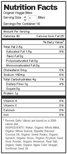 Hilarys Eat Well Original Veggie Bite, 9.6 Ounce -- 10 per case.