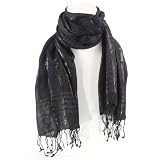 Metallic Rainbow Pashmina Scarves, Black
