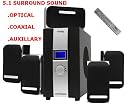 Frisby 5.1 True Surround Sound Speaker System With Optical Coaxial Connection for TV, IPOD, Game Consoles, CD, DVD player, Xbox 360, Playstation 3 (Dolby Digital)