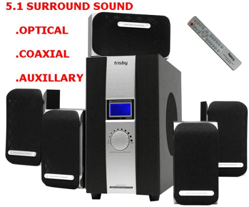 Frisby 5.1 True Surround Sound Speaker System With Optical Coaxial Connection for TV, IPOD, Game Consoles, CD, DVD player, Xbox 360, Playstation 3