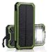 [15000mah Solar Panel Charger with 6LED Flashlight] Hallomall Portable Phone Charger Backup Power Pack, Dual USB Port External Battery Charger for Smart phones Camera and Other 5V USB Devices (green)