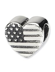 Sterling Silver Heart Flag Charm Bead Fits Pandora Chamilia Biagi Bracelet
