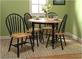 5 Piece Drop Leaf Dining Set Black/Natural 44209BLK