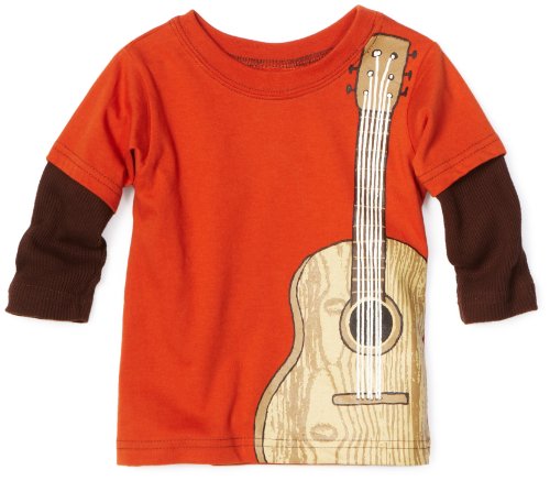 Mulberribush Baby-Boys Infant Guitar 2-Tone Thermal Sleeves Shirt, Chestnut, 18 Months