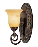 1 Light Sconce - Bark & Gold Finish : Cream Faux Alabaster Glass