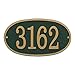 Whitehall Personalized Cast Metal Address Plaque, USA Made Custom Architectural House Number Sign, Oval, 12 x 6.75 inches, Black with Gold Numbers