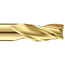 Niagara Cutter DTF310 High-Speed Steel End Mill, General Purpose, Regular Length, TiN Coated, 3 Flutes, Double Square End