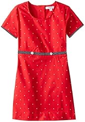 Girls Above the Knee Polka Dot Print Cotton Short Sleeves  Dress