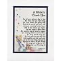 "A Mother's Thank-You" Touching 8x10 Poem, Double-matted in White Over Blue And Enhanced With Watercolor Graphics.