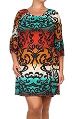 Plus Size Polyester/Spandex/Knit Slit Bell Sleeves  Dress