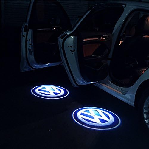 Tontek 2x Night Cold VW Black Wireless Car Door LED Projection Projector Light Courtesy Welcome Logo Shadow VW Light Laser Projector Magnet Sensor Easy Installing [For VW]