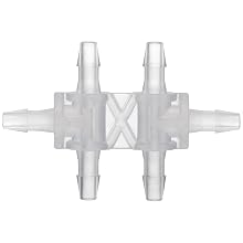Value Plastics 6PDT210-6 Six-port Double T Style Manifold with 200 series Barbs for 1/16" (1.6 mm) ID Tubing, Natural Polypropylene (25-Pack)