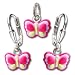 CLEVER SCHMUCK-SET Ohrhänger Schmetterlinge bunt mit passendem Anhänger ECHT SILBER 925 rhodiniert ohne Kette (E)