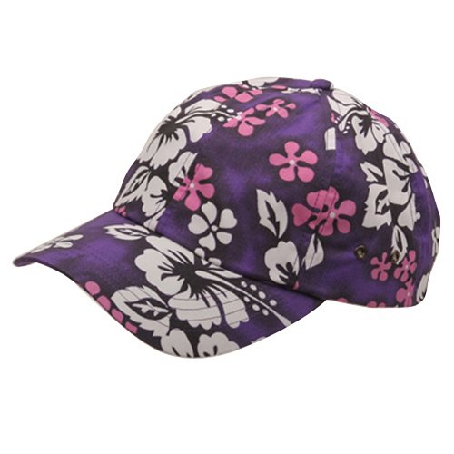 Superior Hawaiian Flower Print Cap(4)-Purple W31S58B