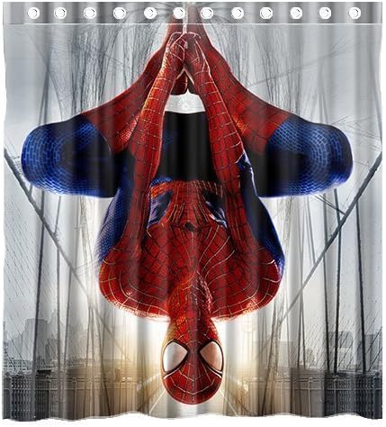 Hello Custom the Amazing Spiderman 100% waterproof polyester Shower Curtain Rings Included Fabric 100% waterproof polyester Shower Curtain Rings Included Size 66 X 72