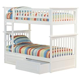 Columbia Twin/Twin Bunk Bed with Under-Bed Drawers - White by atlantic furniture