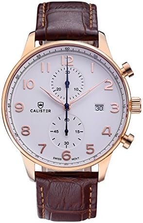 Vernazza Swiss Chronograph Movement Watch with Sapphire Crystal & Brown Italian Leather Strap, VERN003, By Callister