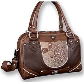 Chestnut Brown Leather 'Silver Creations' Handbag 1-compartment
