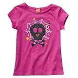 Girls' Pink Skull Short-Sleeve Glitter Graphic Tee