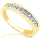 14k Yellow Gold Princess Cut Diamond Band 1/3ct